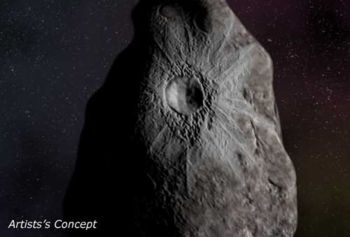 artist's impression of crater on Asbolus