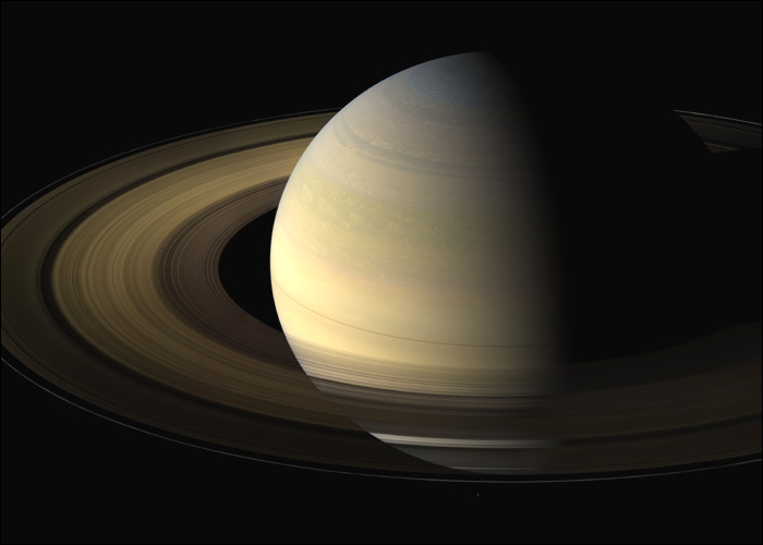 Saturn and its rings close to equinox