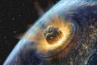 Large asteroid colliding with the Earth