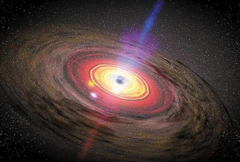 black hole at the center of an active galaxy