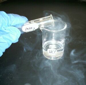 Reaction between hydrochloric acid and ammonia
