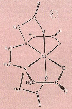 The complex ion formed when the hexadentate ligand EDTA (ethylenediaminetetraacetic acid) chelates a calcium (Ca2+) ion