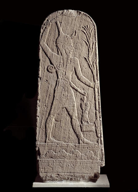 Stele of Baal holding a thunderbolt found in the ruins of Ugarit