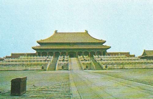 The Forbidden City, palace of the Ming emperors, is enclosed within a large, rectangular, moated, walled compound.