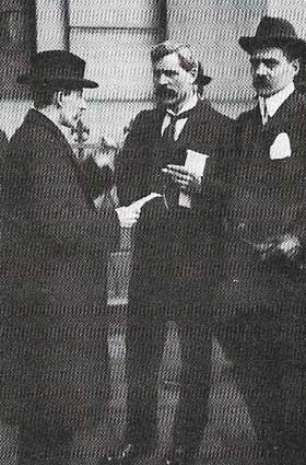 Ramsey Macdonald (1866-1937) (center) formed the first Labour government in January 1924.