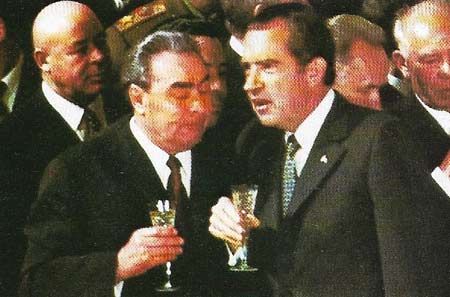 Richard Nixon and Leonid Brezhnev celebrated signing the first agreement on Strategic Arms Limitation (SALT) in 1972.
