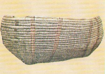 Wheat and barley were the staples of Neolithic economy in the Middle East. By about 4500 BC these cereals had spread from there to Egypt. This 40 cm-long (16 in) basket is made of coiled flax and may have been used for sowing. It was discovered in a grain storage pit in the Fayum.