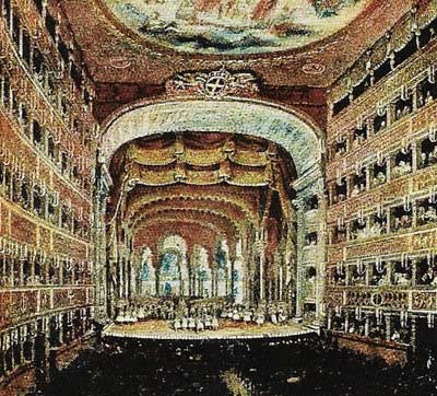The interior of the Teatro San Carlo in Naples, where several of Rossini's operas were first performed.