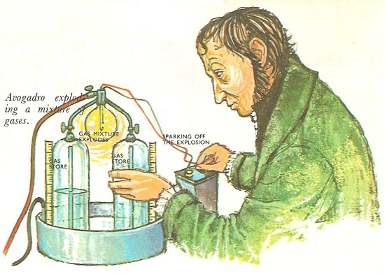 Avogadro exploding a mixture of gases