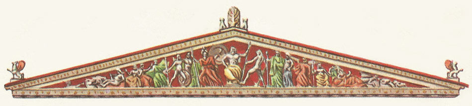 One of the pediments of the Parthenon, decorated with sculpures designed by Pheidias