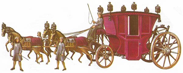 French elegance can be seen in the design of this heavy seventeenth-century funeral coach.