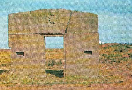 The Gate of the Sun, Tiahuanaco, Bolivia, is carved from a single block of stone and formed part of a great ceremonial enclosure. It is adorned with low-relief carving.